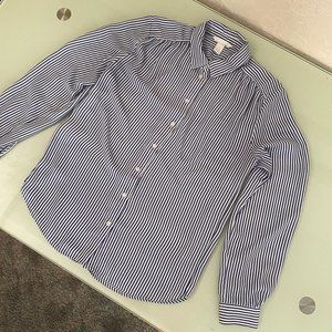H&M navy pinstripe button down long sleeve